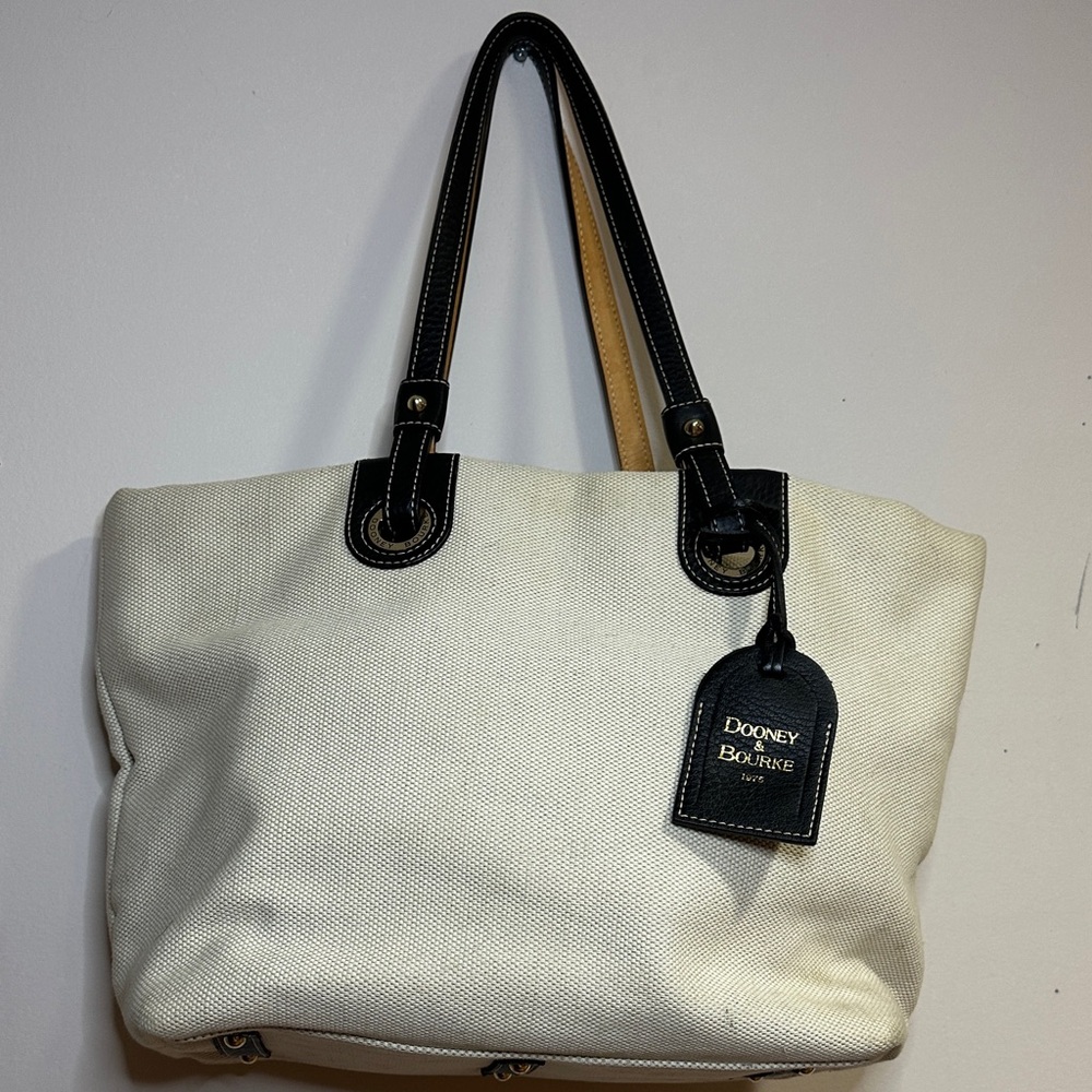 Dooney & Bourke Cream and Black Tote Bag
